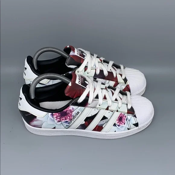 Superstar Footwear Adidas Superstar White Red Floral Adidas